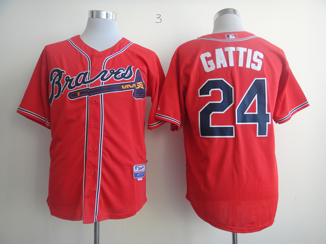 Men Atlanta Braves #24 Gattis Red MLB Jerseys->atlanta braves->MLB Jersey
